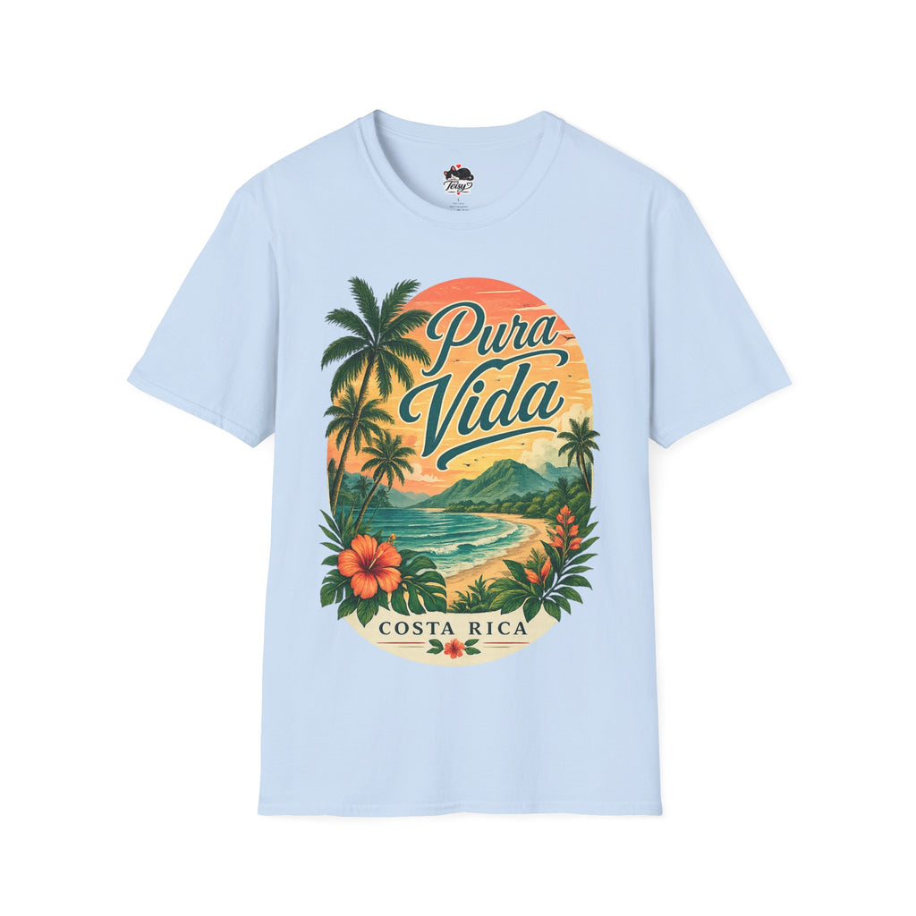T-Shirt — Pura Vida Costa Rica Vintage Sunset Palm Beach Tee