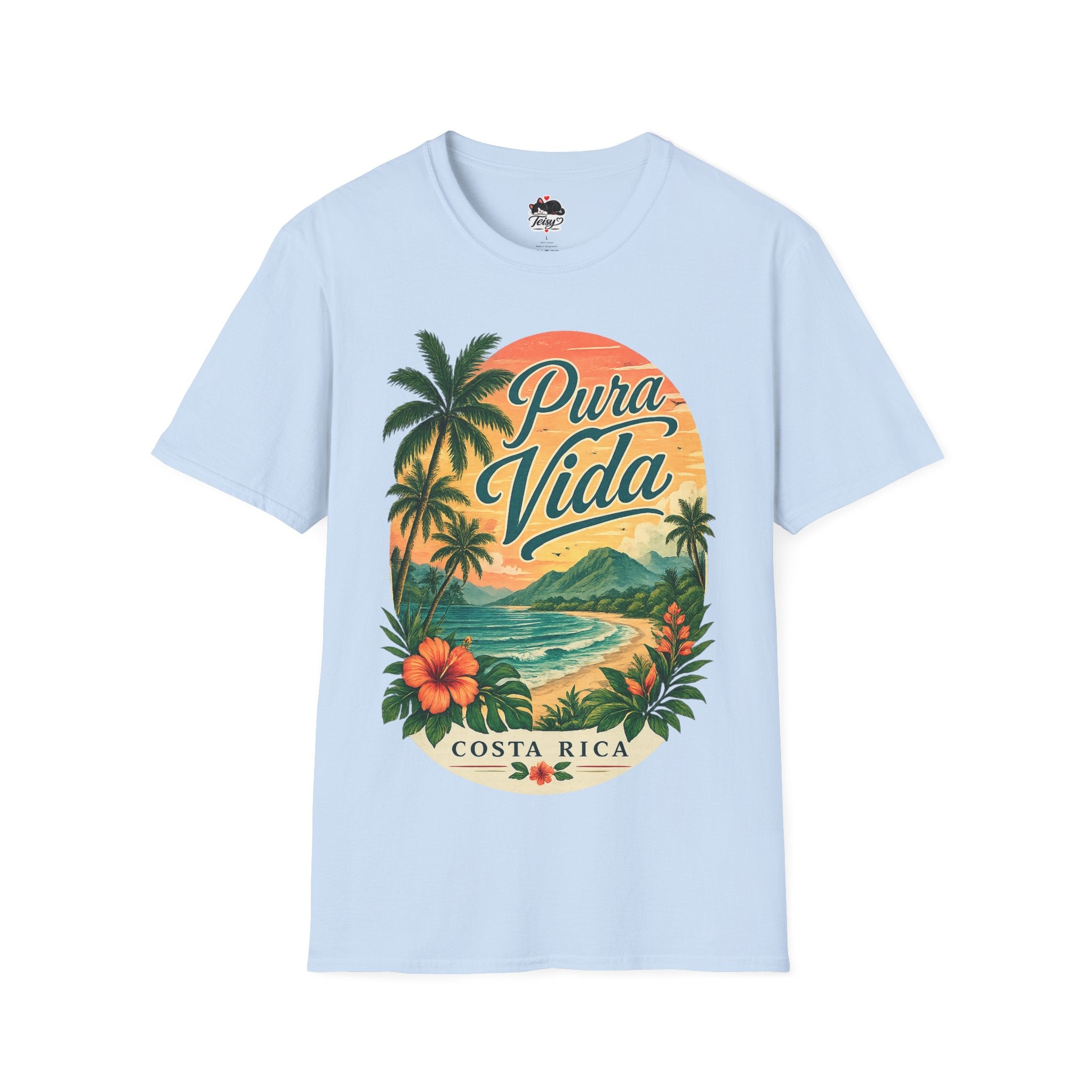 T-Shirt — Pura Vida Costa Rica Vintage Sunset Palm Beach Tee