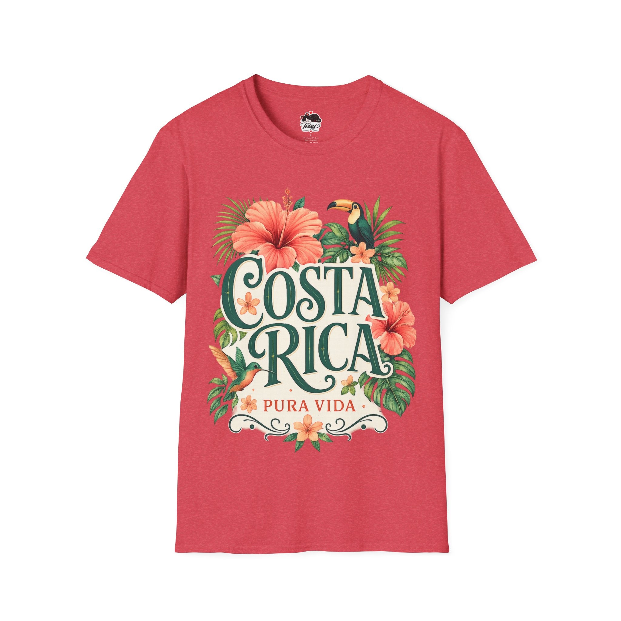 Costa Rica Pura Vida T-Shirt — Tropical Hibiscus & Toucan Travel Tee