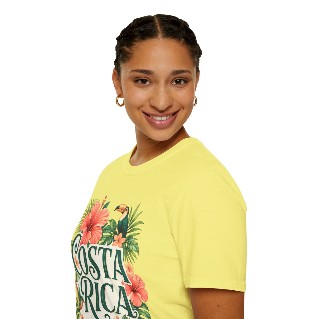 Costa Rica Pura Vida T-Shirt — Tropical Hibiscus & Toucan Travel Tee