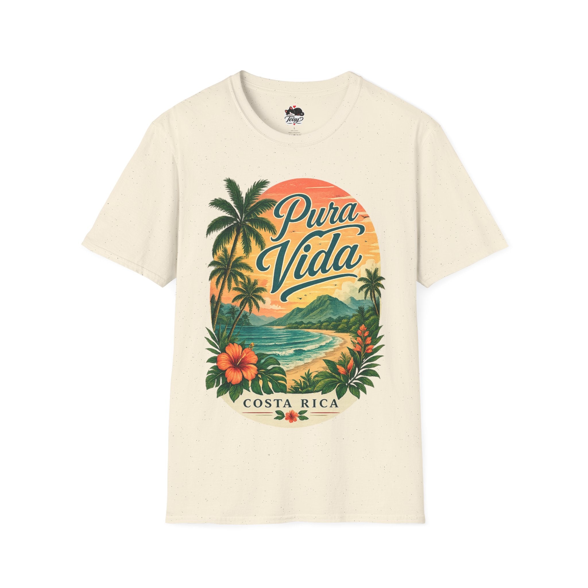 T-Shirt — Pura Vida Costa Rica Vintage Sunset Palm Beach Tee
