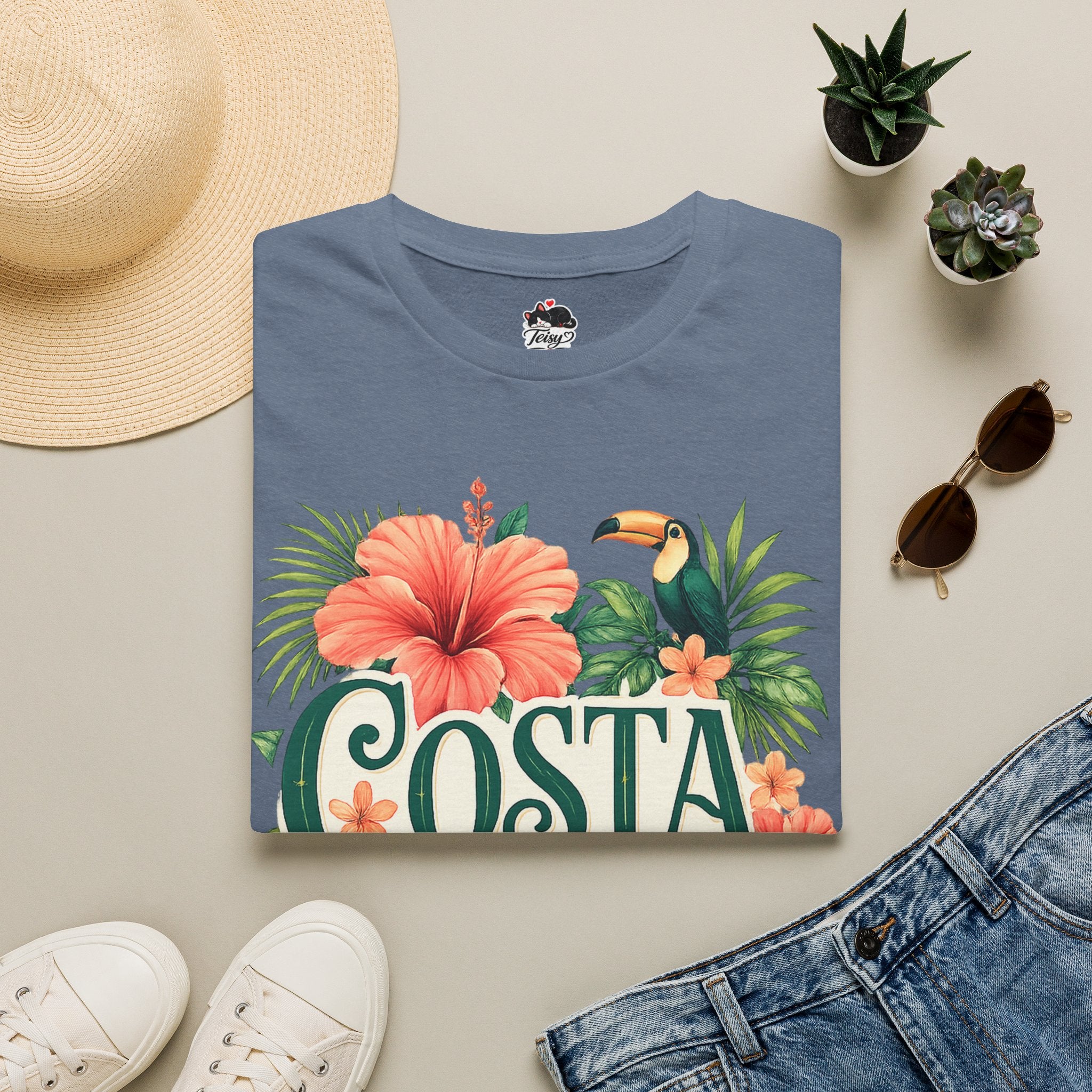 Costa Rica Pura Vida T-Shirt — Tropical Hibiscus & Toucan Travel Tee