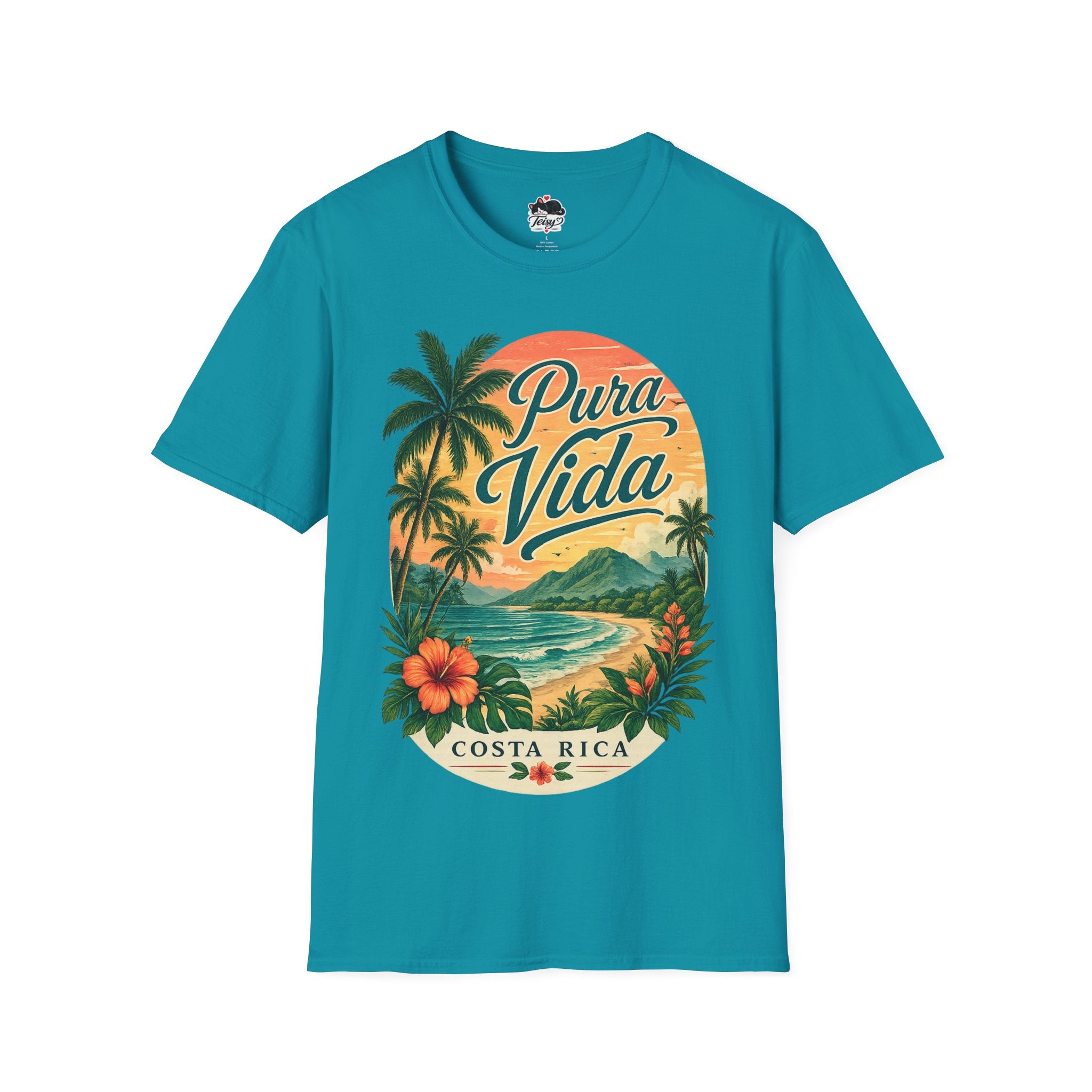 T-Shirt — Pura Vida Costa Rica Vintage Sunset Palm Beach Tee