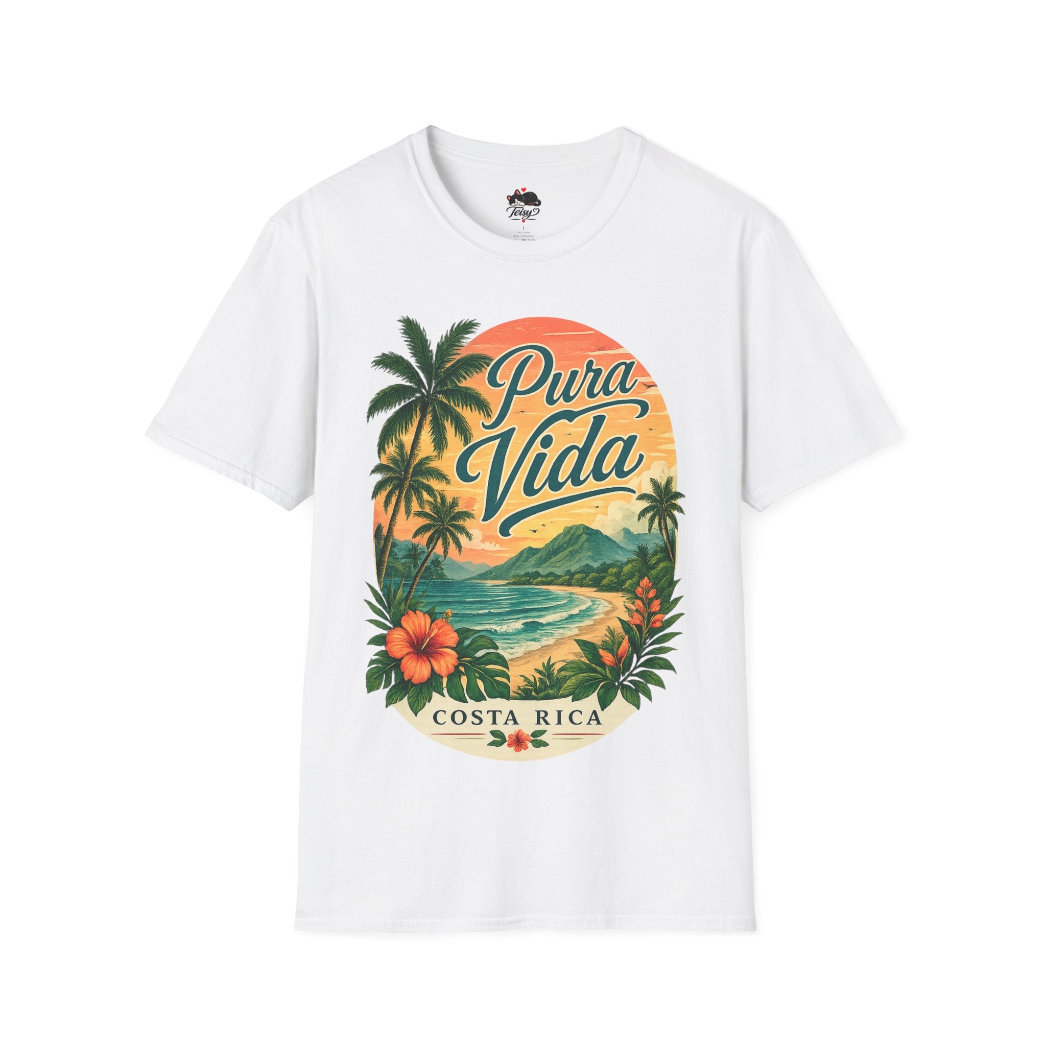 T-Shirt — Pura Vida Costa Rica Vintage Sunset Palm Beach Tee