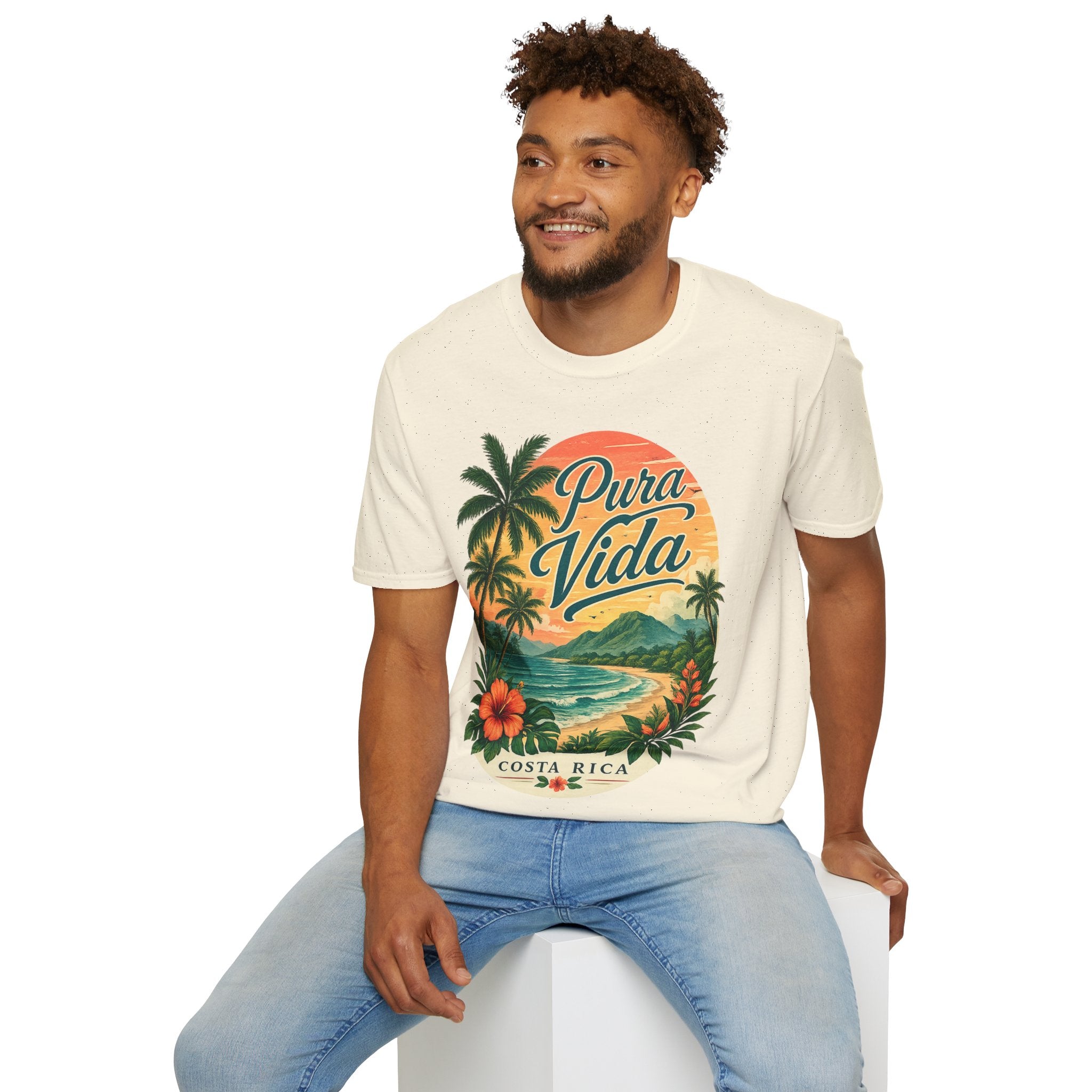 T-Shirt — Pura Vida Costa Rica Vintage Sunset Palm Beach Tee