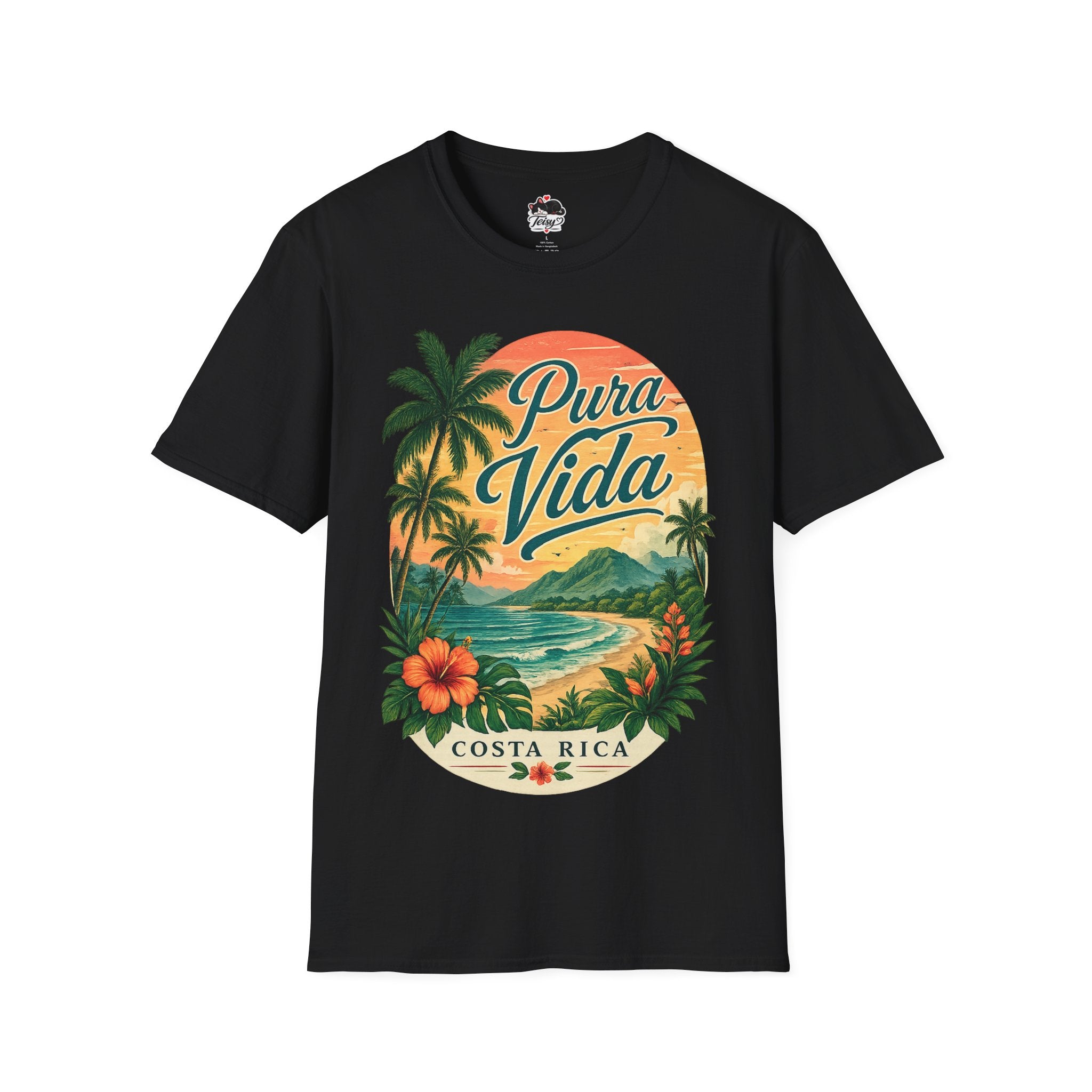 T-Shirt — Pura Vida Costa Rica Vintage Sunset Palm Beach Tee