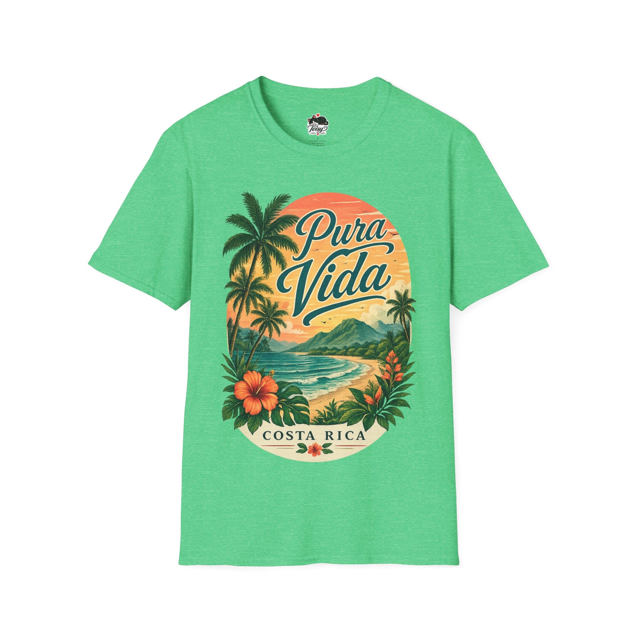 T-Shirt — Pura Vida Costa Rica Vintage Sunset Palm Beach Tee